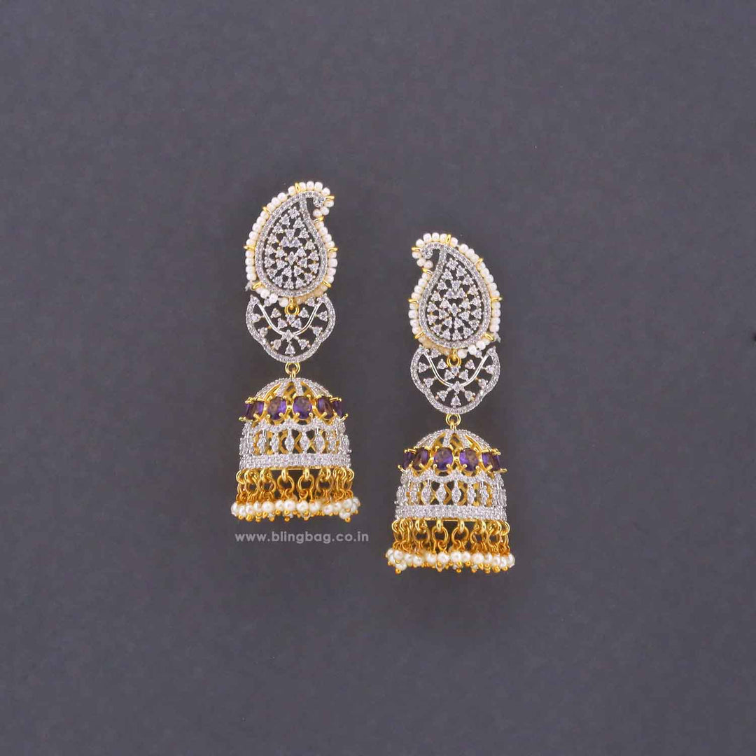 Purple Polina Zirconia Jhumkis