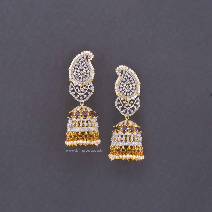 Purple Polina Zirconia Jhumkis
