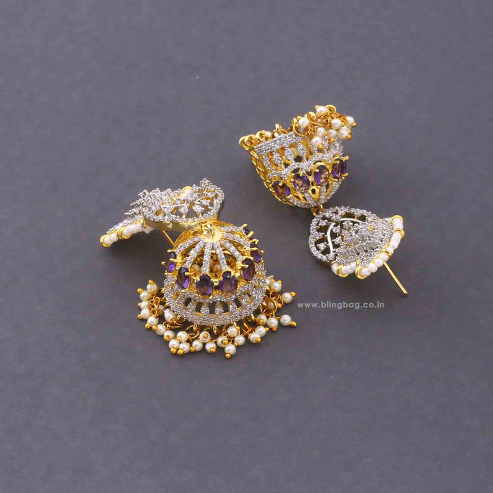 Purple Polina Zirconia Jhumkis