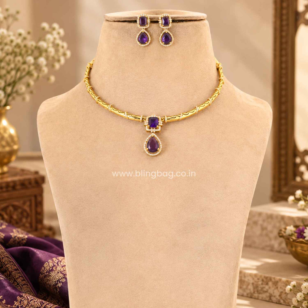 Purple Pranika Antique Jewellery Set- New Arrival