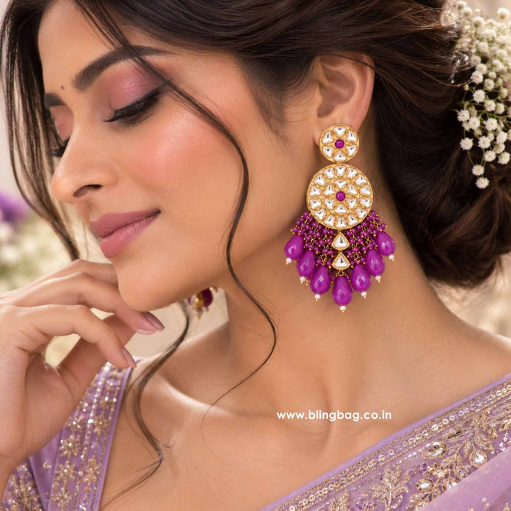 Purple Rachna Chandbalis