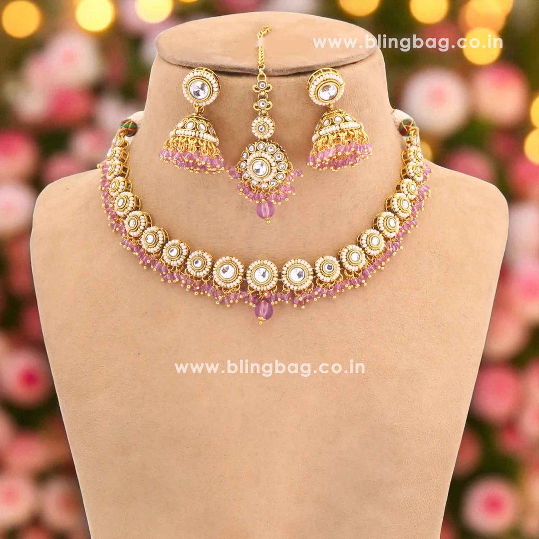 Purple Rashmie Kundan Jewellery Set