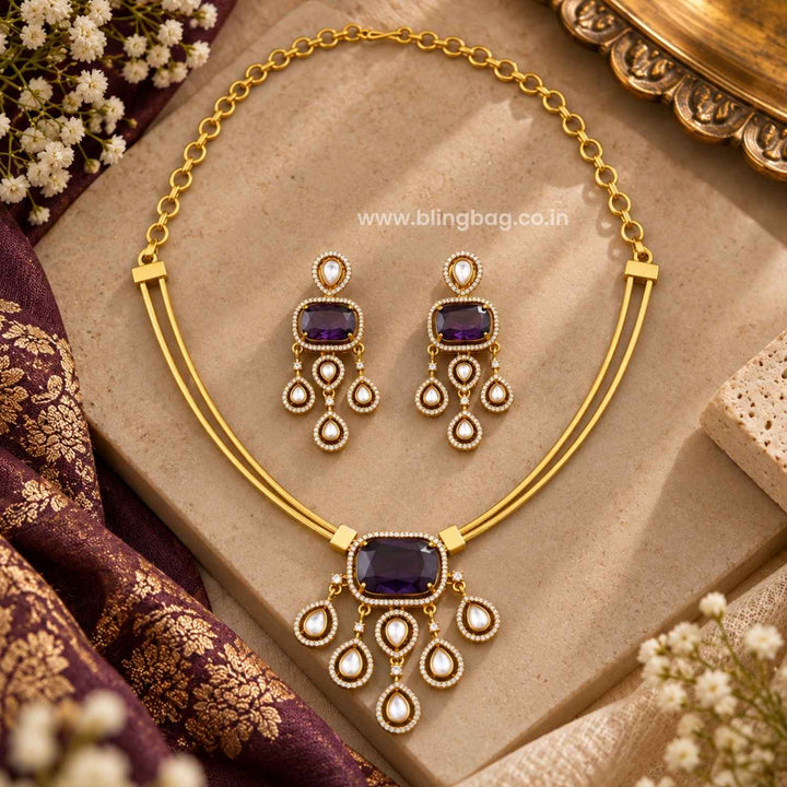 Purple Ritisha Antique Jewellery Set- New Arrival