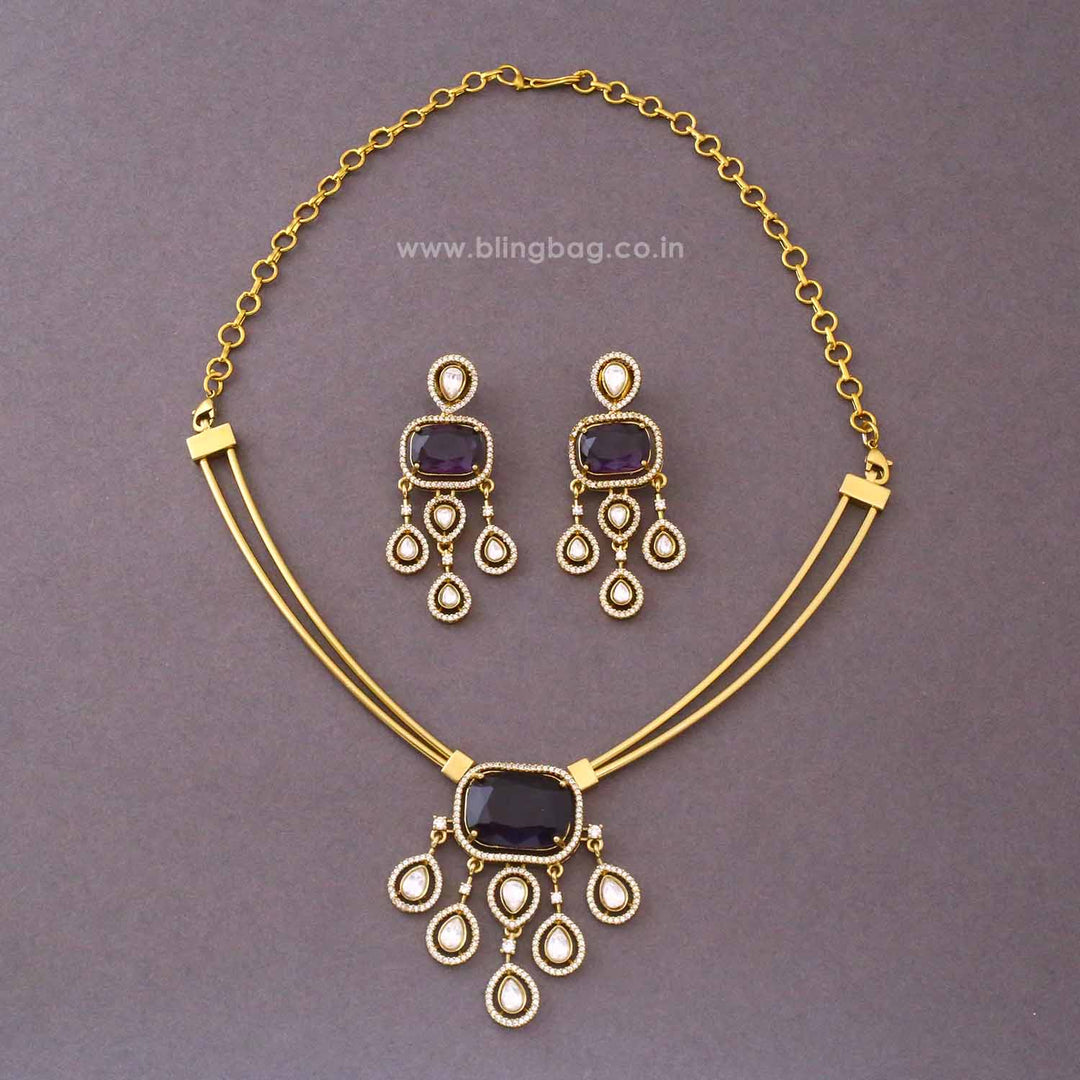 Purple Ritisha Antique Jewellery Set- New Arrival