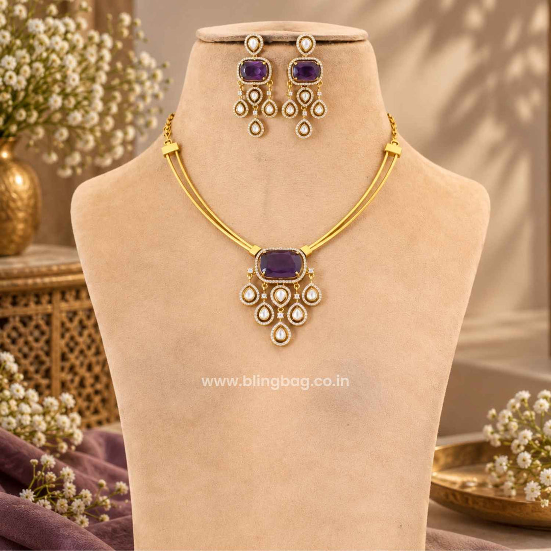 Purple Ritisha Antique Jewellery Set- New Arrival