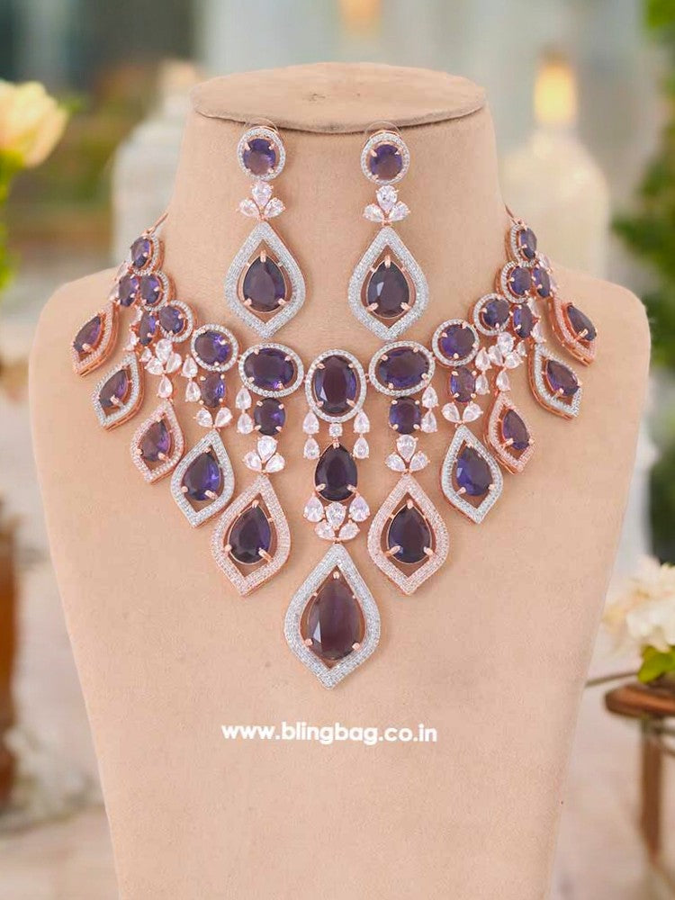 Purple Rohesia Zirconia Jewellery Set