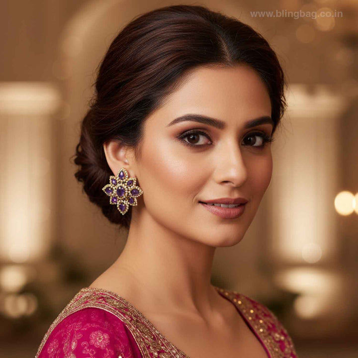 Purple Rosanna Victorian Studs