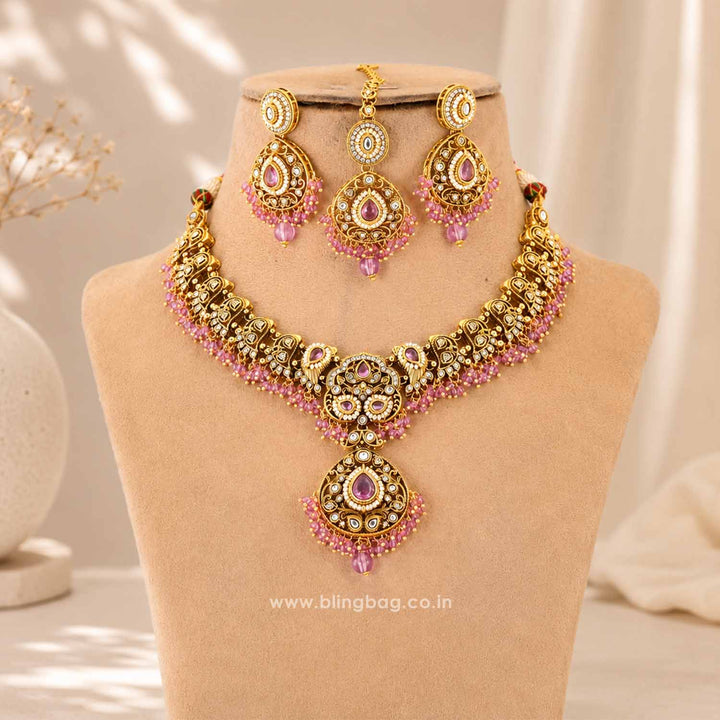 Purple Roshniika Kundan Jewellery Set