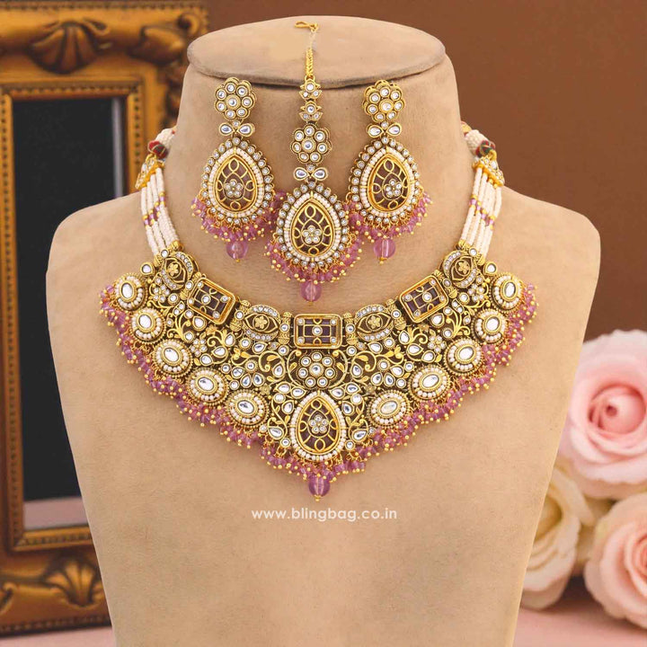 Purple Roshnika Kundan Jewellery Set