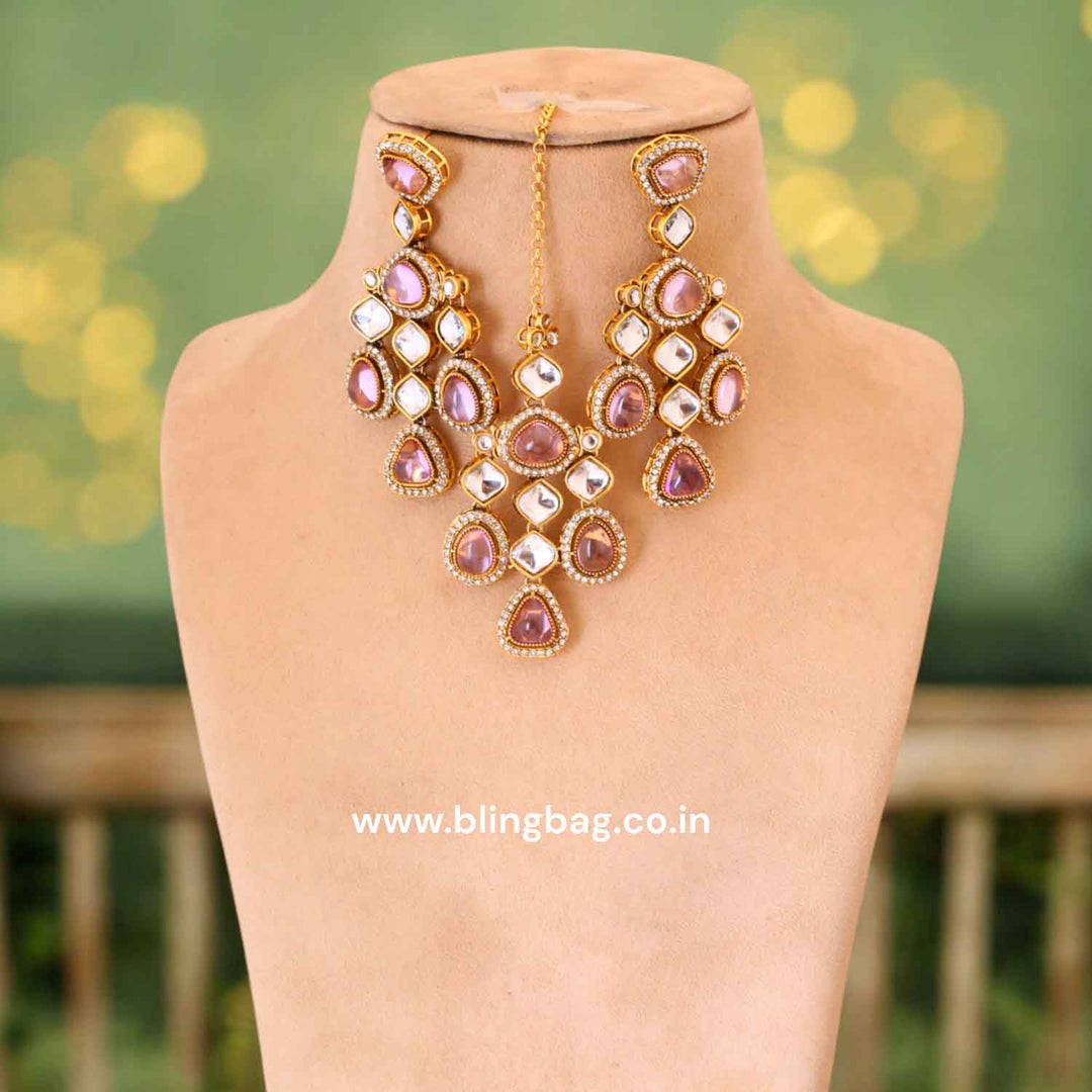 Purple Samiya Kundan Jewellery Set