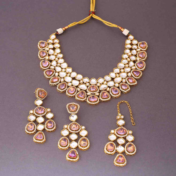 Purple Samiya Kundan Jewellery Set