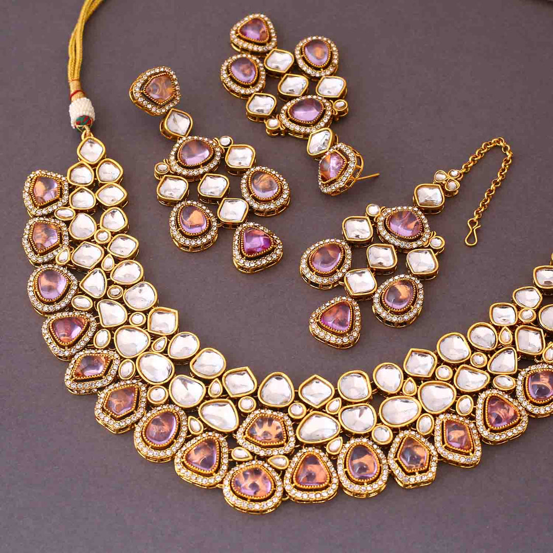 Purple Samiya Kundan Jewellery Set