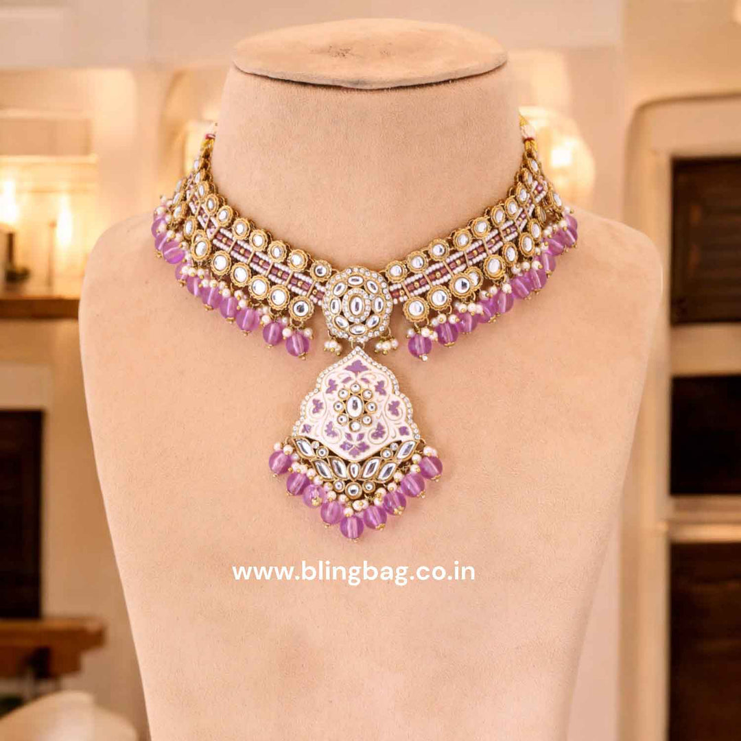 Purple Shailani Kundan Jewellery Set