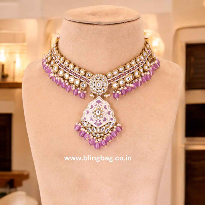 Purple Shailani Kundan Jewellery Set