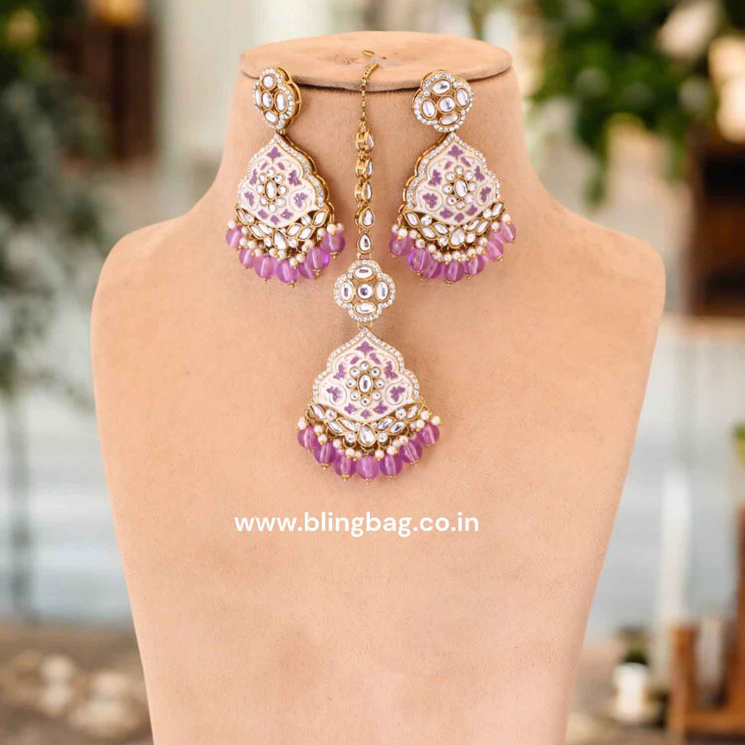 Purple Shailani Kundan Jewellery Set