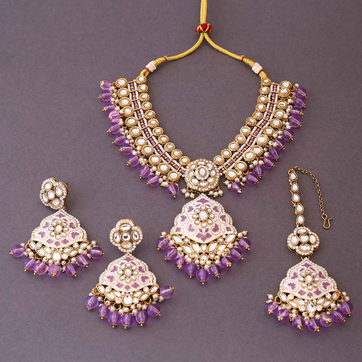 Purple Shailani Kundan Jewellery Set