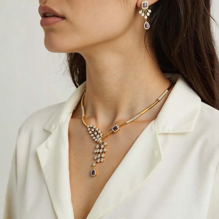 Purple Tanvika Antique Jewellery Set - New Arrival