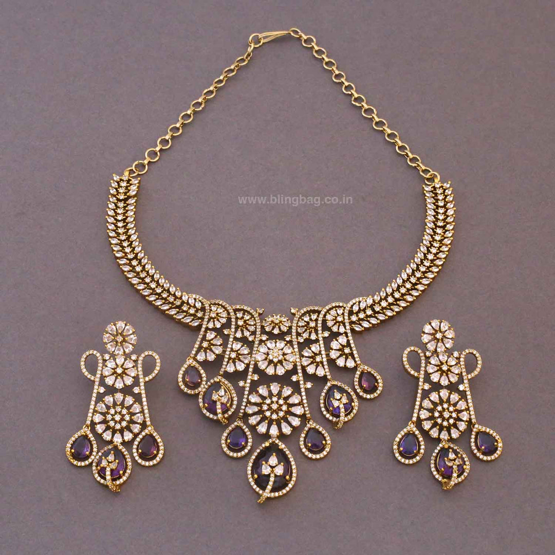 Purple Tasneem Hasli Victorian Jewellery Set- New Arrivals