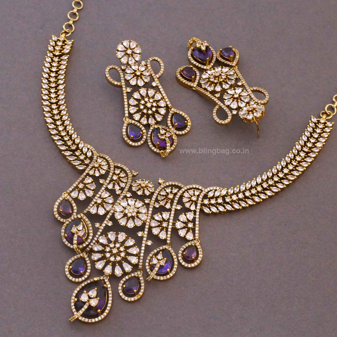 Purple Tasneem Hasli Victorian Jewellery Set- New Arrivals