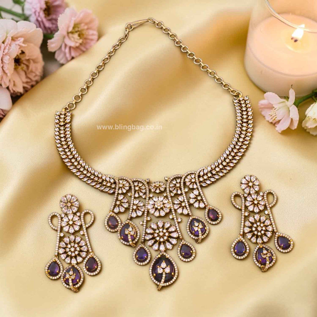 Purple Tasneem Hasli Victorian Jewellery Set- New Arrivals