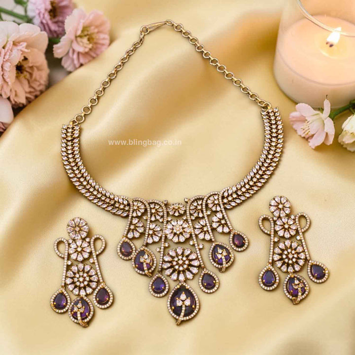 Purple Tasneem Hasli Victorian Jewellery Set- New Arrivals