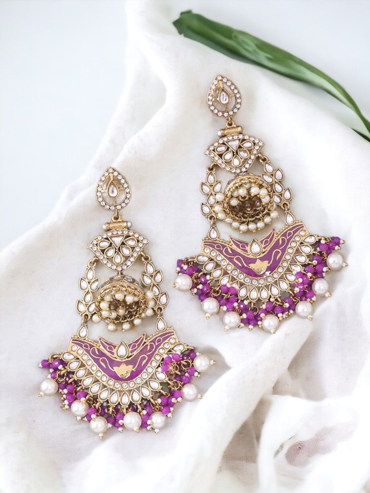 Purple Trikani Chandbalis