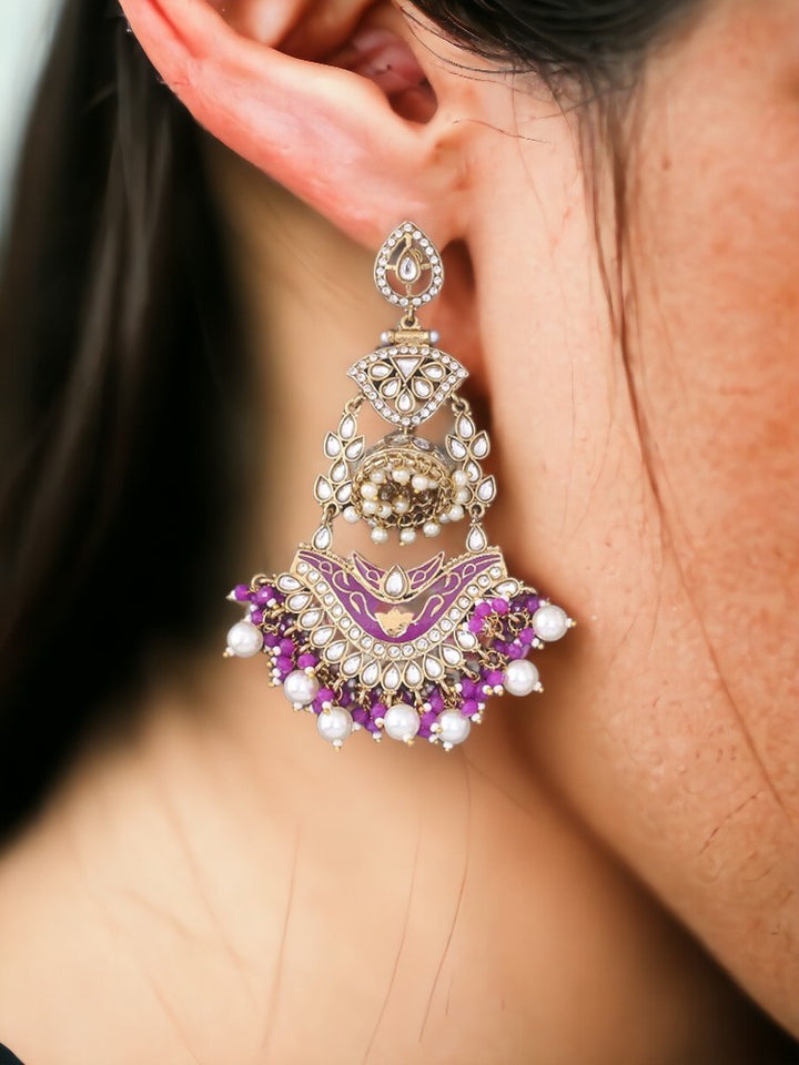 Purple Trikani Chandbalis