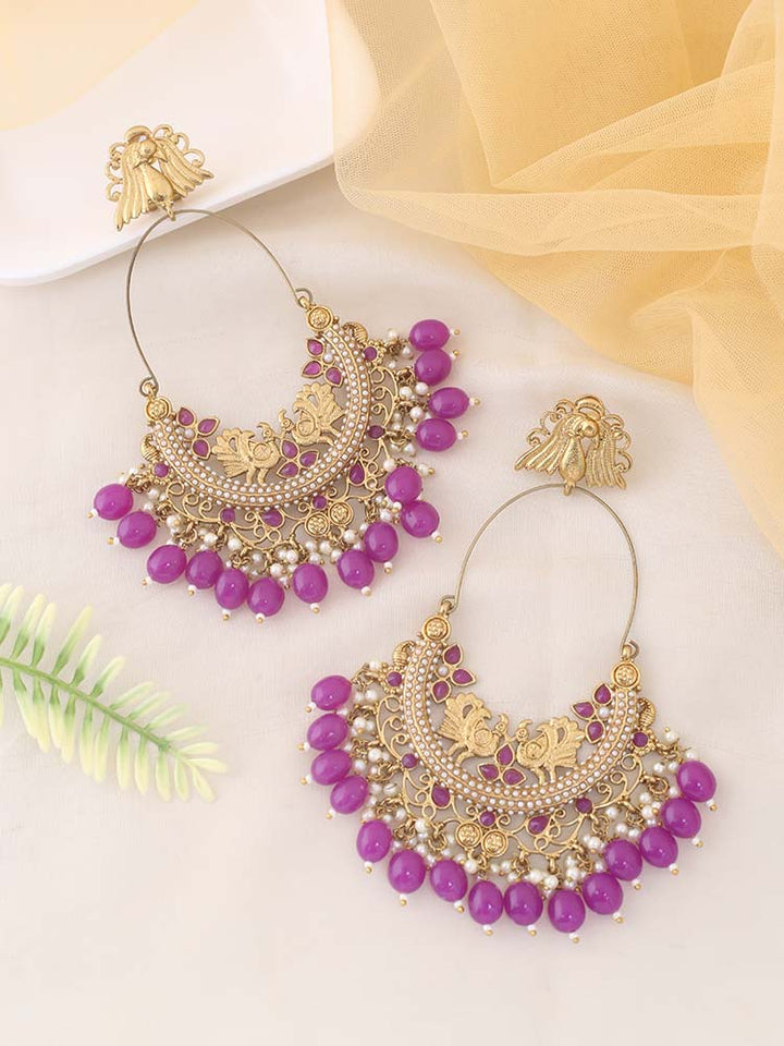 Purple Tulza Ethnic Chandbalis