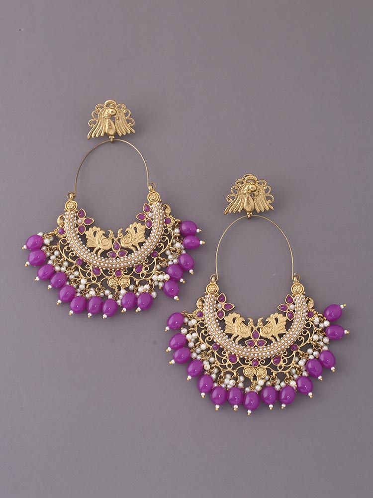 Purple Tulza Ethnic Chandbalis