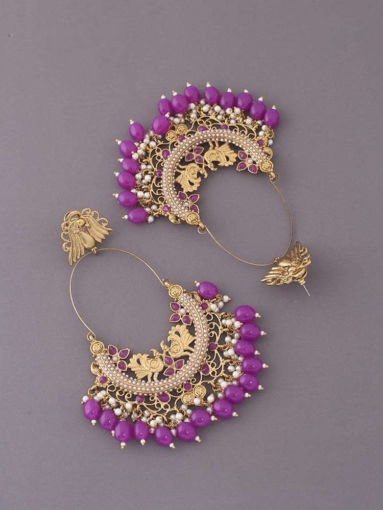 Purple Tulza Ethnic Chandbalis