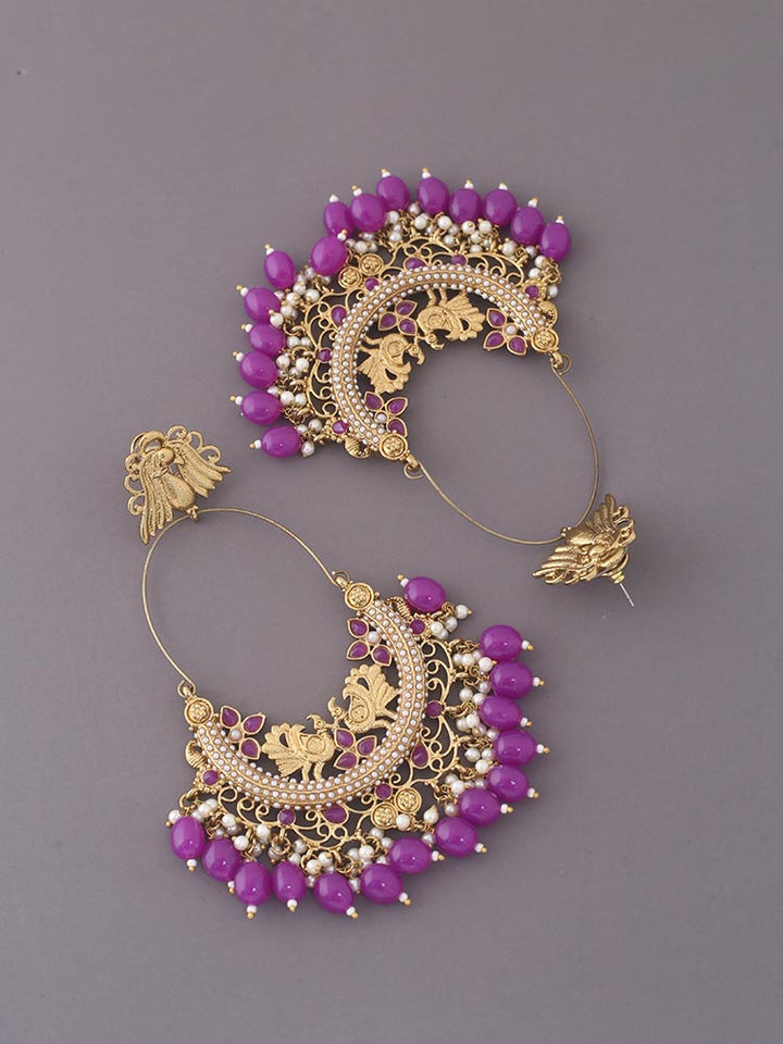 Purple Tulza Ethnic Chandbalis