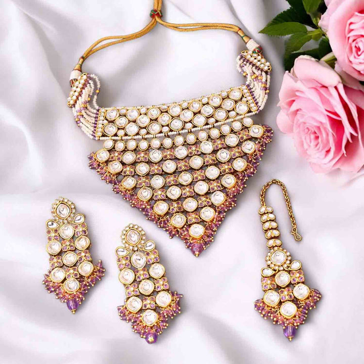 Purple Urmisha Kundan Jewellery Set