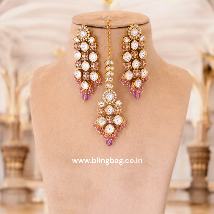 Purple Urmisha Kundan Jewellery Set