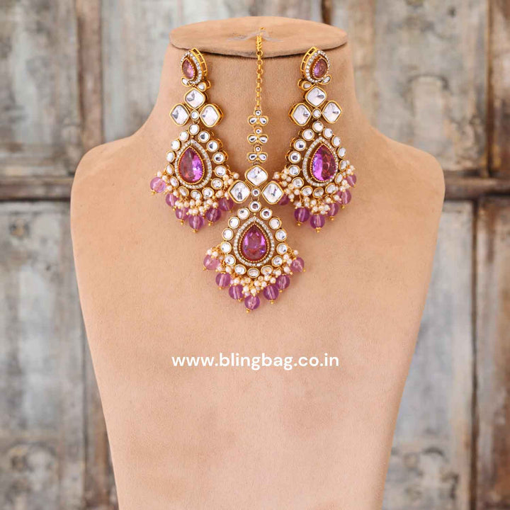 Purple Vandanti Kundan Jewellery Set