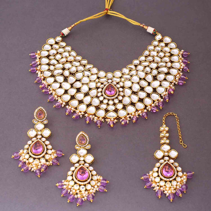 Purple Vandanti Kundan Jewellery Set