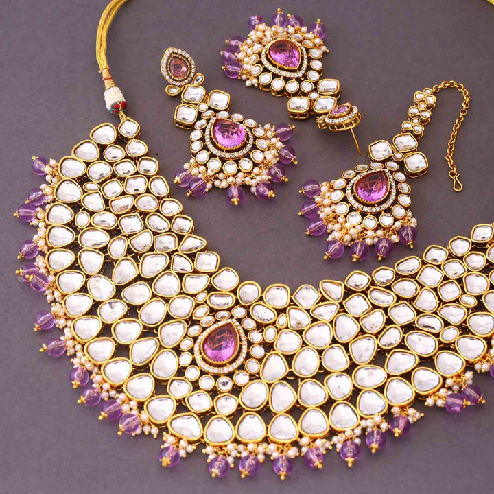 Purple Vandanti Kundan Jewellery Set