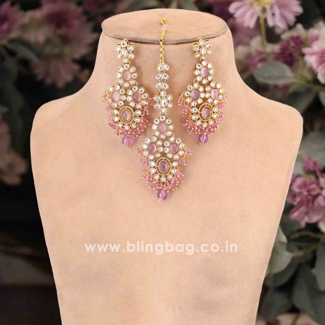 Purple Vidhuta Kundan Jewellery Set
