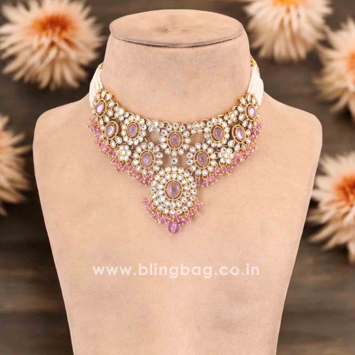 Purple Vidhuta Kundan Jewellery Set
