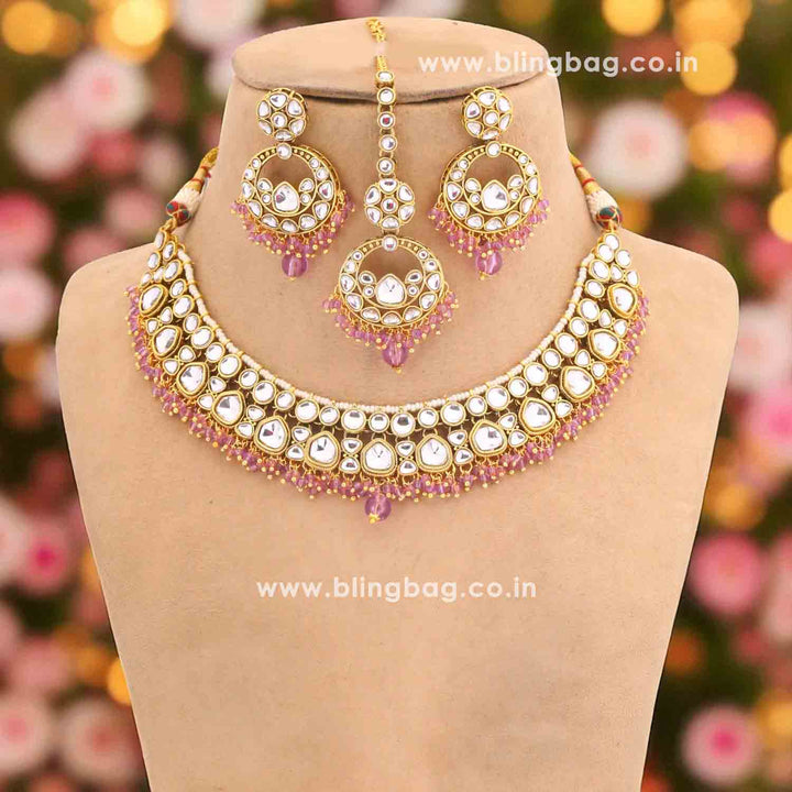 Purple Vinitha Kundan Jewellery Set