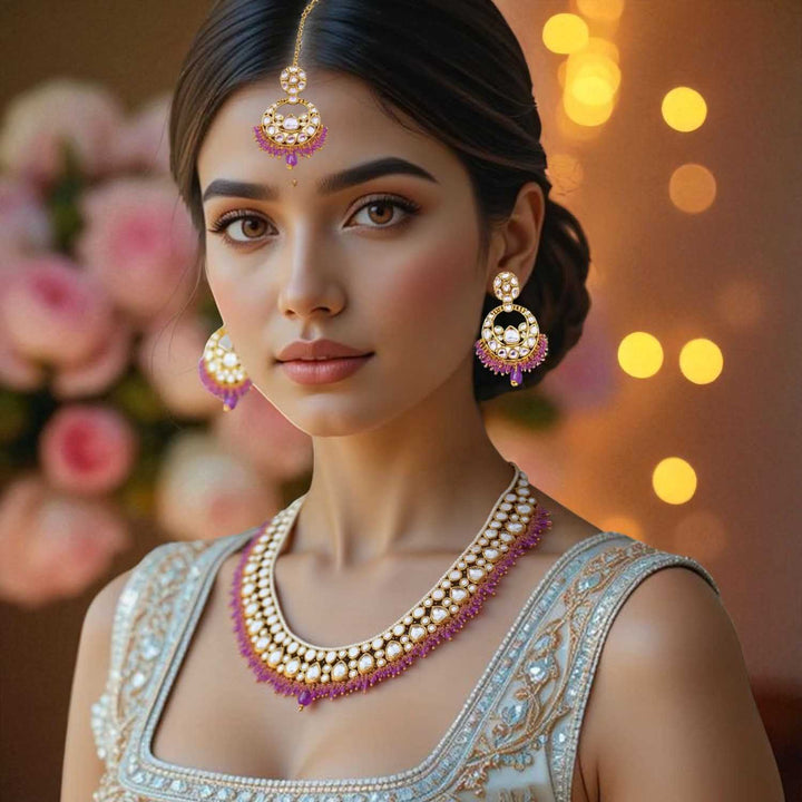 Purple Vinitha Kundan Jewellery Set