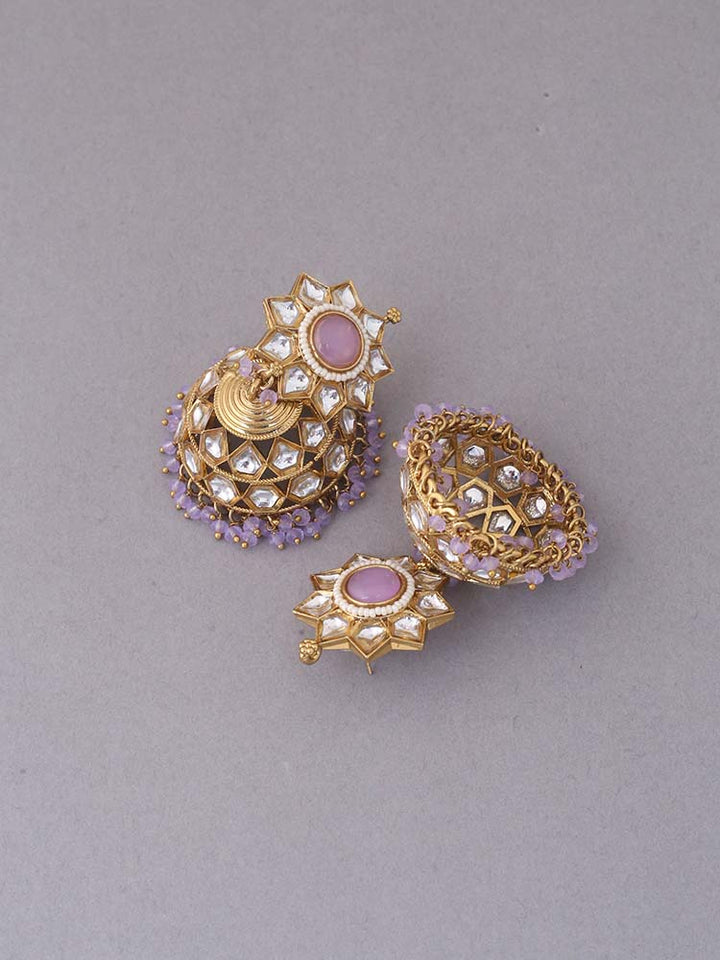 Purple Visha Ethnic Jhumkis