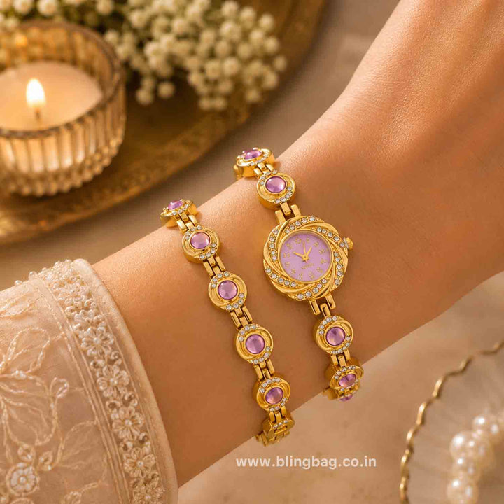 Purple Yashvi Bracelet Watch