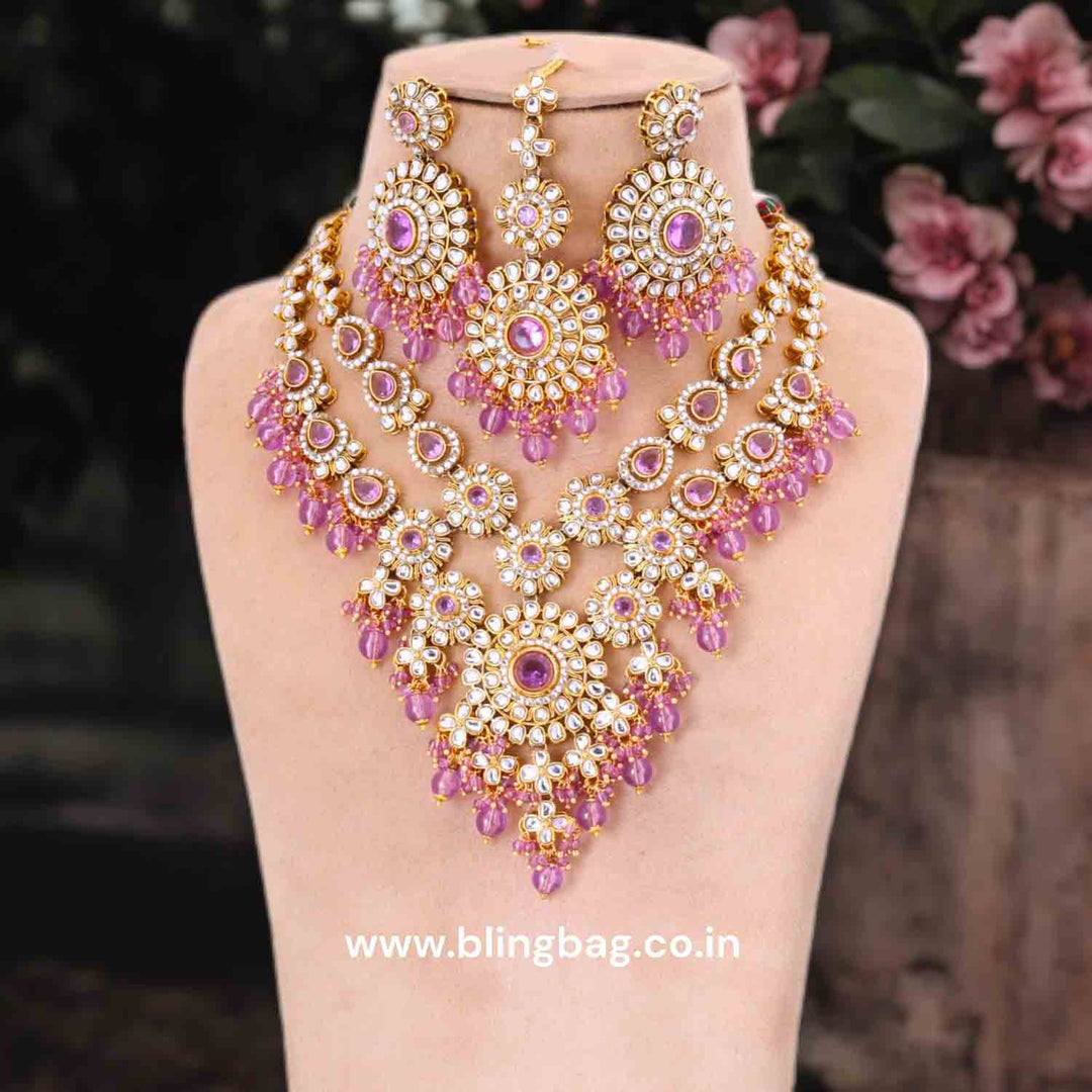 Purple Yunita Kundan Jewellery Set