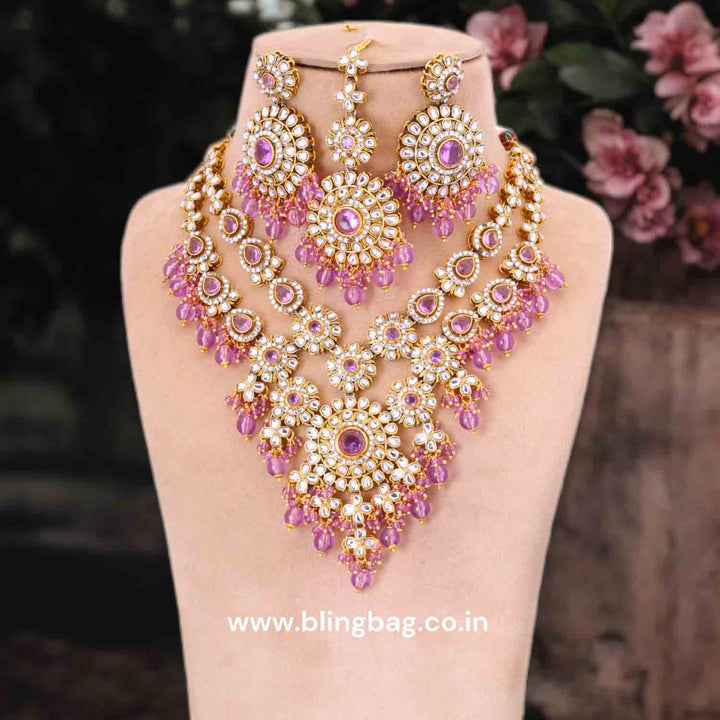 Purple Yunita Kundan Jewellery Set