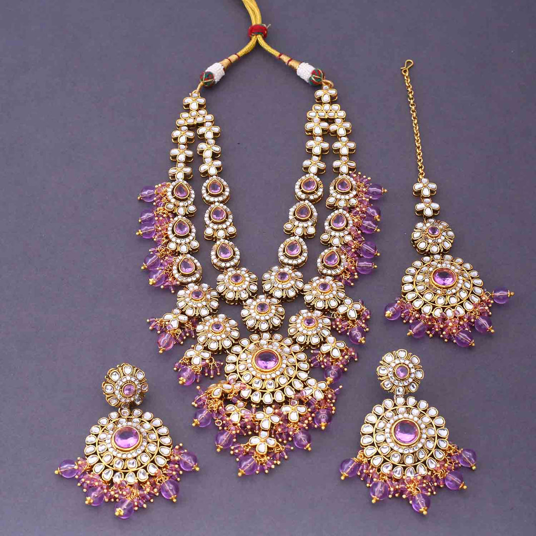 Purple Yunita Kundan Jewellery Set