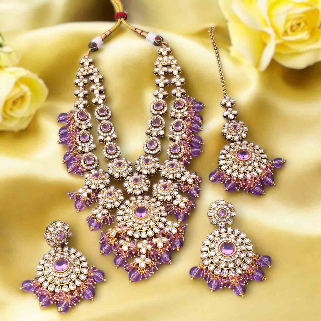 Purple bridal jewellery set deals