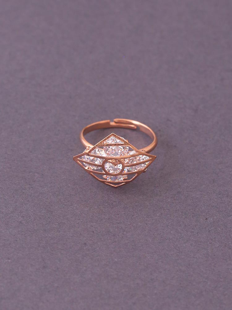 Rose Gold Jeenal Adjustable Zirconia Ring - EOSS