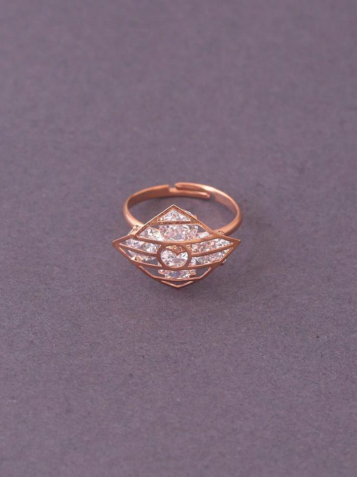 Rose Gold Jeenal Adjustable Zirconia Ring - EOSS