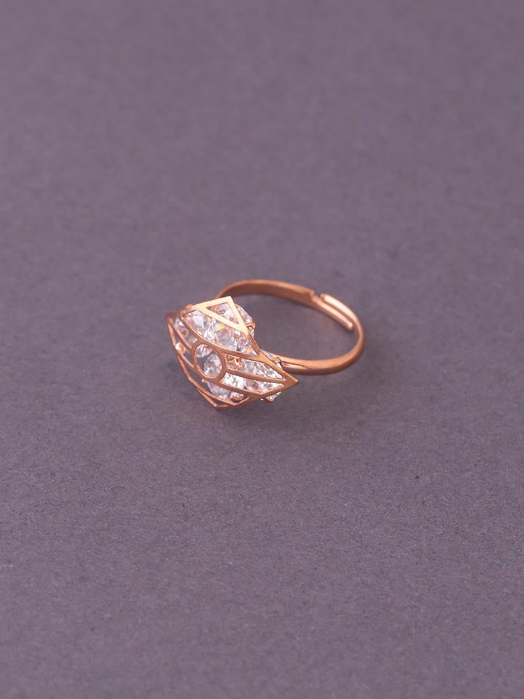 Rose Gold Jeenal Adjustable Zirconia Ring - EOSS