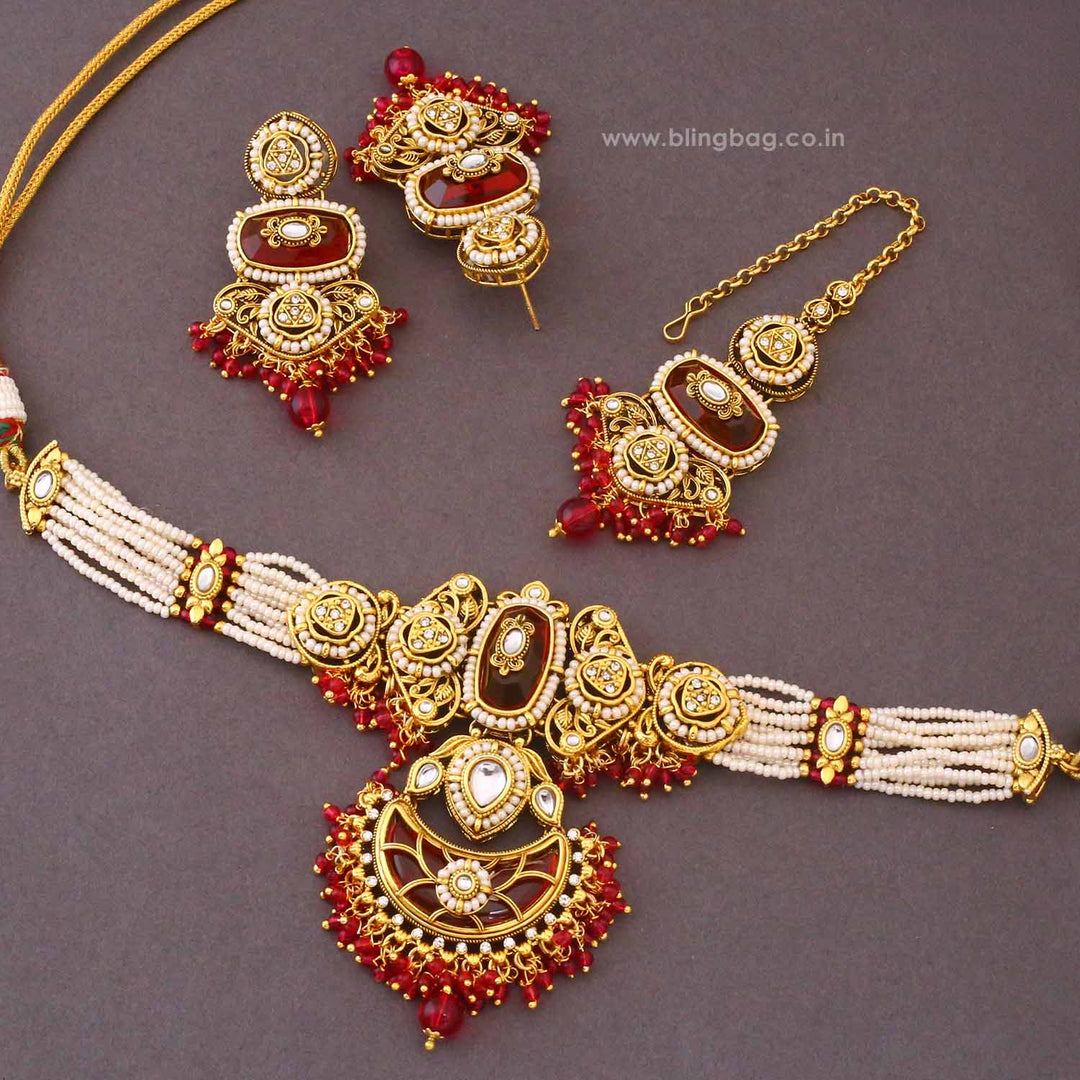 Rani Ahanvi Kundan Jewellery Set - New Arrival